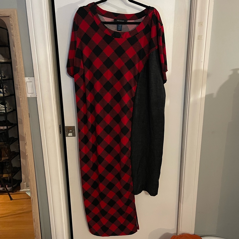 Plaid and dental asymmetrical dress